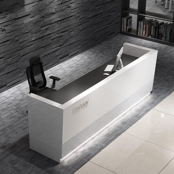 公司前台白色烤漆接待台简约时尚收银台办公室前台咨询吧台桌定制