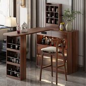 实木吧台桌中岛台伸缩小户型家用多功能靠墙储物柜隔断柜沙发边柜