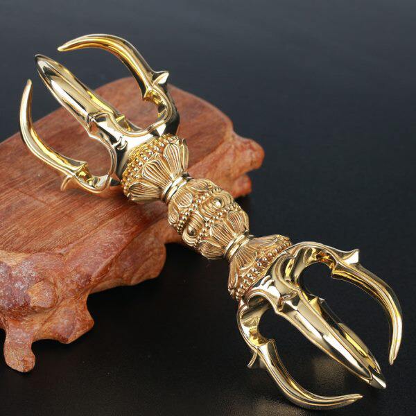 唐密金刚杵黄铜大号五股杵金刚铃法器7寸21CM摆件降魔杵礼品精品