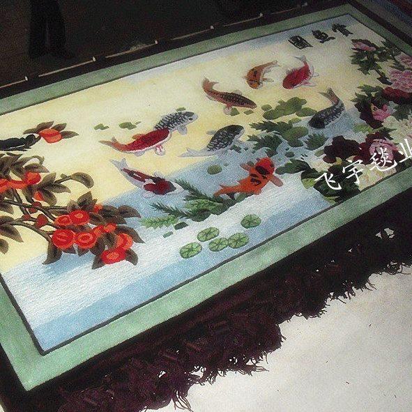 喜庆赏鱼图九鱼图挂毯 手工挂毯 客厅 卧室 会议室挂毯 礼品挂毯,居家布艺,挂毯/壁毯,淘宝优惠券,粉丝福利购,淘宝优惠卷