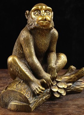 皇轩 招财铜猴子摆件小t十二生肖金属猴可爱家居装饰品摆设