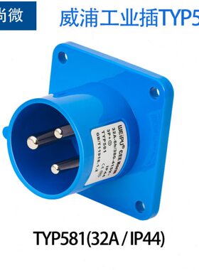 WEIPU威浦工业插头TYP581 32A3针暗装直式法兰塑料插座230V IP44