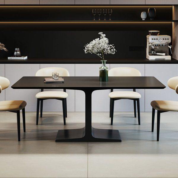 意式极简轻奢纯黑色岩板餐桌家用小户型现代简约德利丰餐台椅组合,住宅家具,岩板餐桌,淘宝优惠券,粉丝福利购,淘宝优惠卷