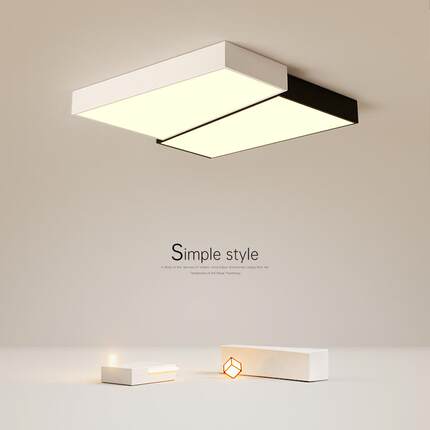 吸顶灯卧室灯LED北欧客厅主灯简约现代黑白极简方形房间书房灯具