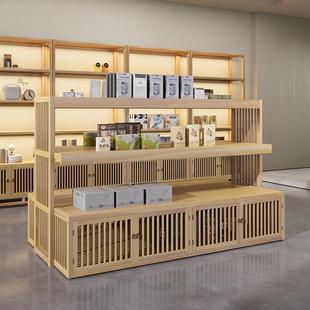 中岛柜实木展厅化妆品置物架产品样品间置物架柜台红酒礼品展示台