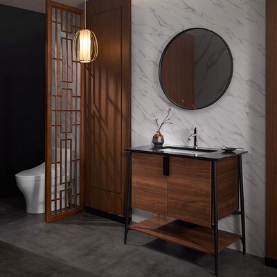 TOTO浴室柜落地式柜体拉门式新中式设计感化妆柜LDCA090MD（06）