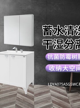 TOTO浴室柜落地式灰色白色LDYA075A5GSRWC（06）
