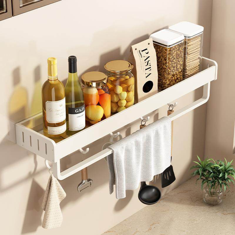 厨房置物架免打孔壁挂式家用调料架品墙上收纳架子太空铝带抹布杆,厨房/烹饪用具,抹布架/厨房清洁收纳架,淘宝优惠券,粉丝福利购,淘宝优惠卷