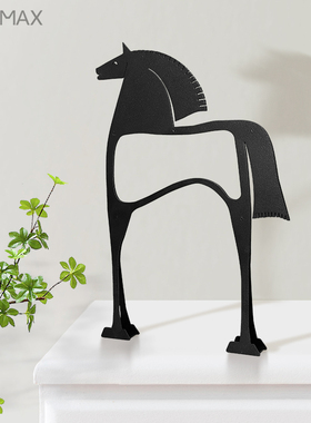 复古艺术铁艺马摆件酒柜装饰品摆件办公桌面小摆件3D动Z物艺术礼