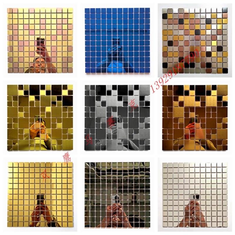镜面金属不锈钢马赛克金v背景砖Ktv酒吧俱乐部餐厅黑色银墙