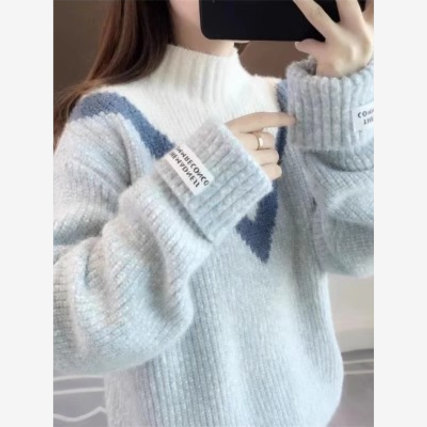 青少年初中生毛衣女2025秋冬新款高中学生加厚内搭少女大童针织衫