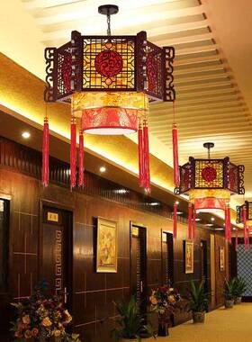 新中式吊灯典木艺酒店店饭店仿古宫殿锅餐古厅包火79623厢大厅六