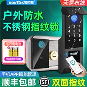 罗帝斯户外庭院门老式 门牛头锁改铁门智能锁指纹密码 防水电子门锁