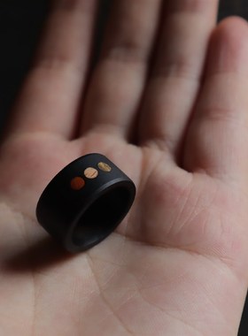 上觉手作 红绿灯 磨砂纹理v原创黑檀戒指木质指环男女朋友情侣礼