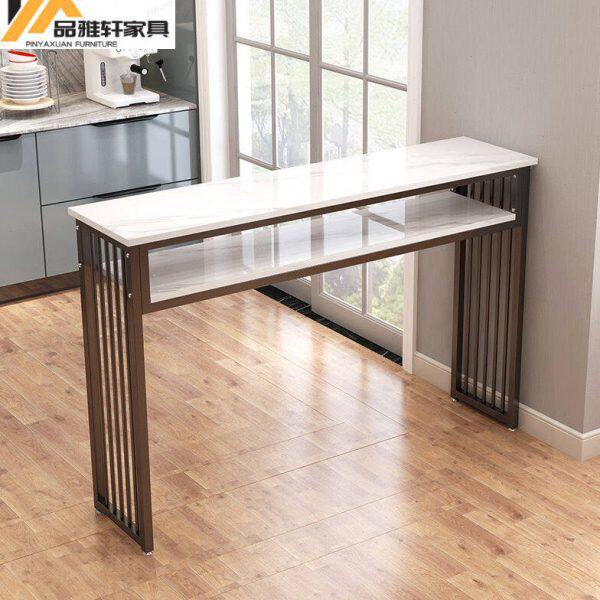 家用双层吧台桌椅简约客厅靠墙隔断高脚桌酒吧长条桌椅凳组合阳台