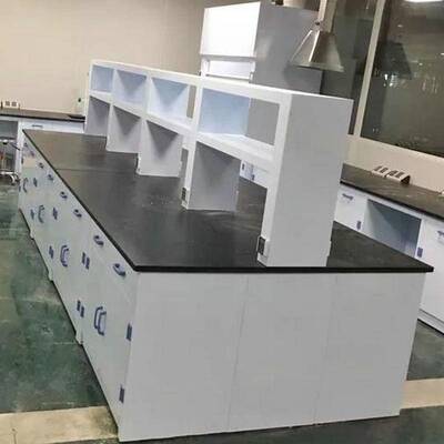 学校验室工作台钢木边台中央台 实验室全钢实验台 耐酸碱PP试验台