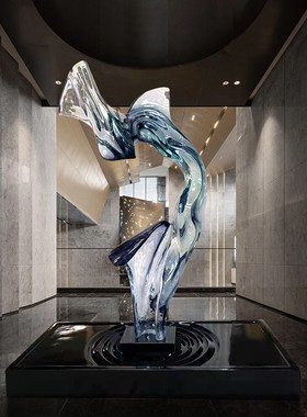 现代家居别c墅客厅电视柜抽象大型摆件透明树脂雕塑艺术软装置饰