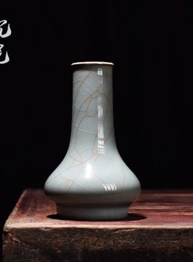 龙泉青瓷杨小秋纯手工直颈瓶家装台面摆件花瓶花器陶瓷装饰仿古