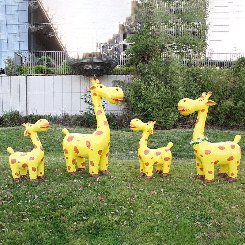 户外卡通长颈鹿玻璃钢雕塑园林景观幼儿园商场Q主题乐园装饰大摆