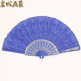 女式布扇亮片孔雀布折叠扇子咏春舞蹈扇子塑料扇骨好易开合舞台扇