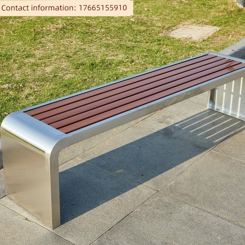 椅子户外长凳靠背钢腐塑r料木长凳锈B铁社区座椅休闲椅子凳子不锻