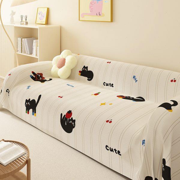 韩系卡通夏四季通用沙发盖巾垫直排套罩盖布全包防滑防尘仿麻夏天,居家布艺,沙发垫,淘宝优惠券,粉丝福利购,淘宝优惠卷