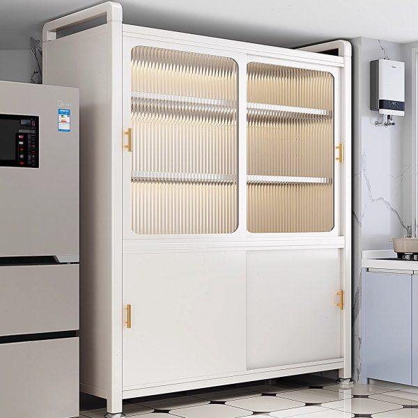 厨房置物架推拉门多层加粗落地收纳柜多功能家电微波炉防尘储物柜,厨房/烹饪用具,微波炉置物架,淘宝优惠券,粉丝福利购,淘宝优惠卷