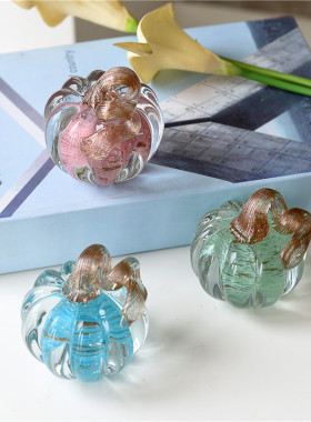 时尚网红迷你彩色琉璃玻璃南瓜摆件现代艺术样板间桌面Z台面装饰