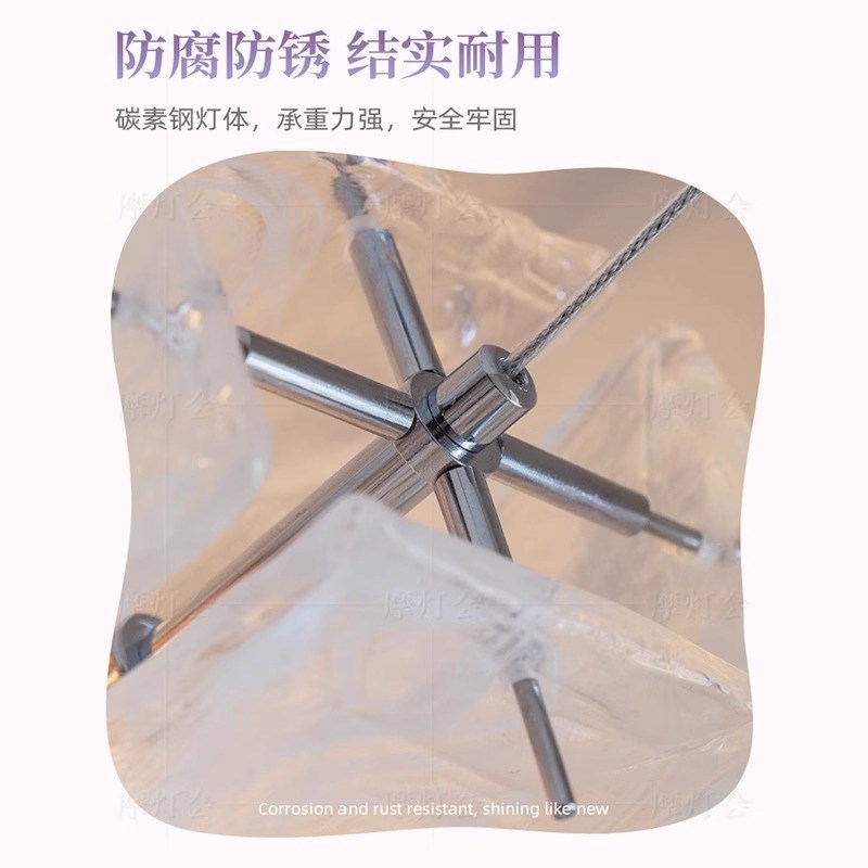 法式中古楼梯吊灯2024新t款云雾玻璃loft复式别墅客厅挑空大吊灯