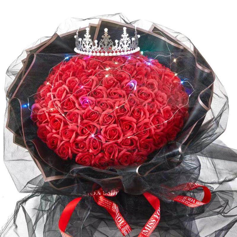 99朵玫瑰花束情人节教师节送女友妈妈香皂花求婚表白生日手工皂