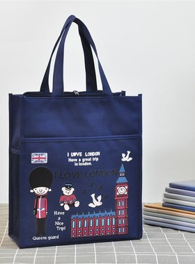 A4文件袋定制glogo办公防水帆布包手提拎包补习补课包学生书袋包