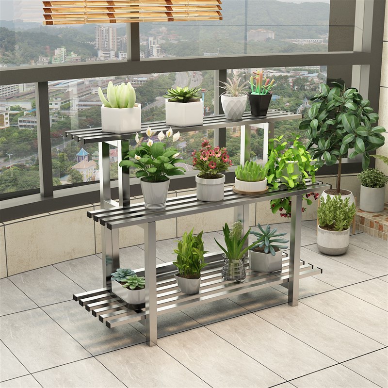 不锈钢移动花架置物架兰花多层架阳D台户外室外阶梯落地式花盆架