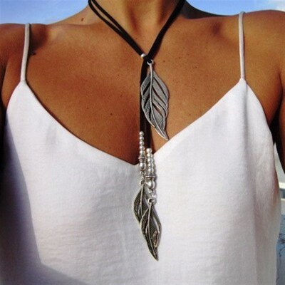 Leaves CCB Alloy Korean Velvet Vintage Pendant Literary Retr