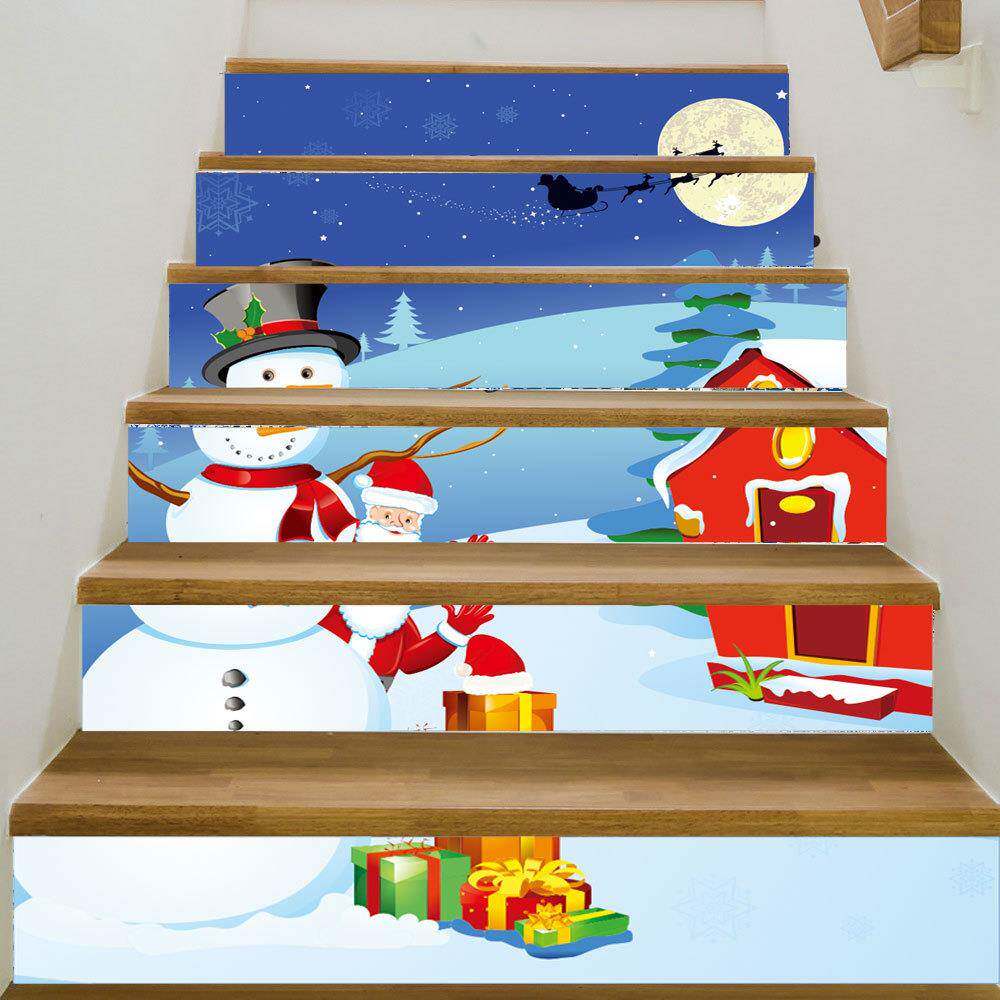 SLT026圣诞节雪人老人楼梯贴可移水防时尚台阶装饰墙贴家居