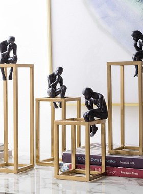 金属电镀装饰摆件北欧创意家居 四方框书靠摆P件 书房客厅工艺品