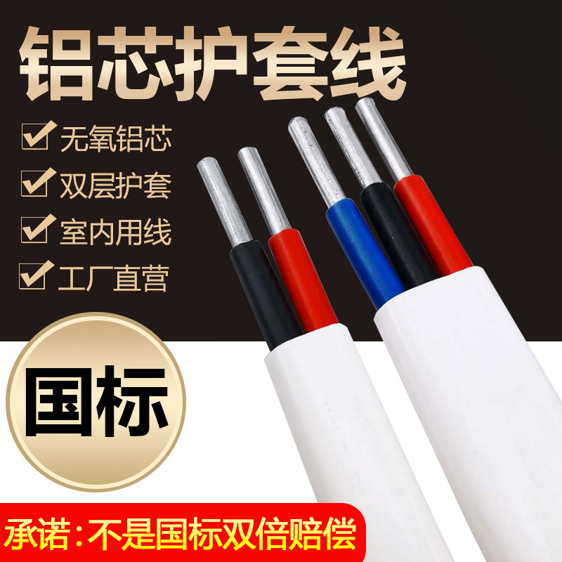 国标铝线电线电缆线2芯3芯r2.5 4 6 10平方铝护套线家用室内电源