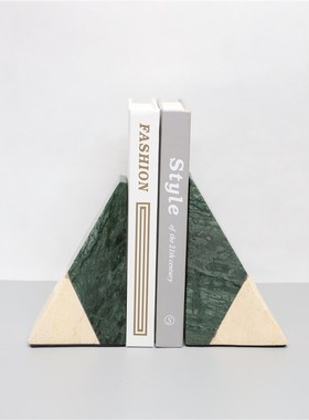 现代北欧创意三角接拼大理石书档样板间样品屋展L示中心书架桌面