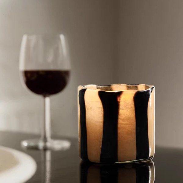 中古摆件复古法式条纹烛台香薰蜡烛家用高级感客厅软装氛围感花瓶,家居饰品,花瓶,淘宝优惠券,粉丝福利购,淘宝优惠卷
