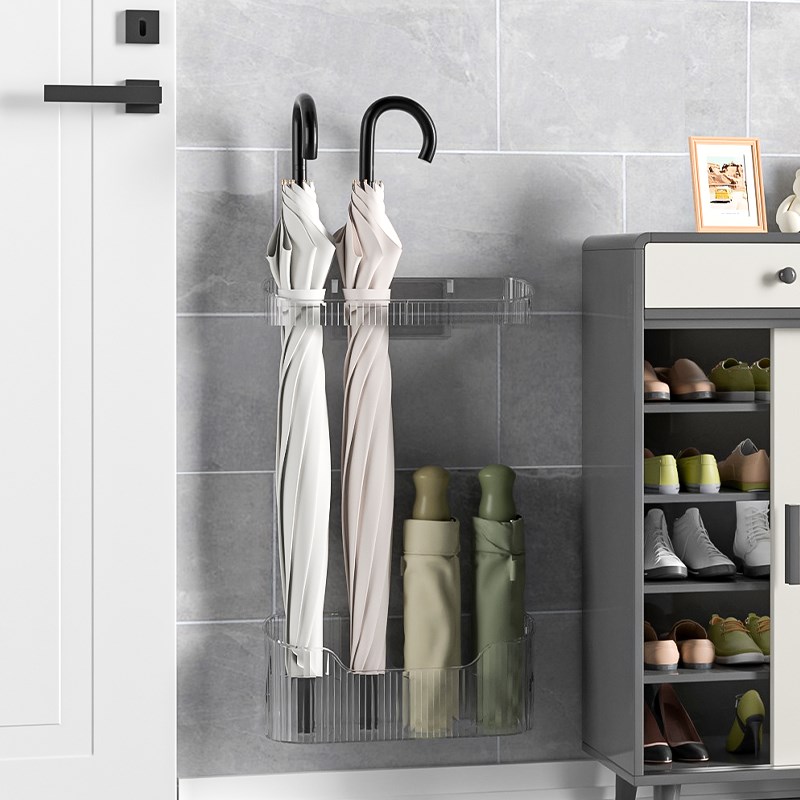 入户家用置伞架壁挂收纳柜架门后雨伞桶免打孔放伞置W物架门口轻