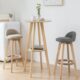 北欧简约全实木高脚小圆桌吧台桌椅组合家用约休闲咖啡厅椅高脚凳