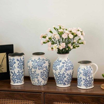 冰裂青花瓷大肚陶瓷花瓶客厅插花鲜花高级感水培绿植复古中古摆件,家居饰品,花瓶,淘宝优惠券,粉丝福利购,淘宝优惠卷