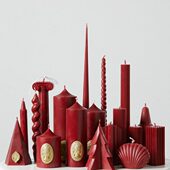 法式 饰氛围感烛台摆件 复古酒红色长香薰蜡烛家用无烟结婚礼布置装