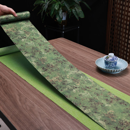 新中式绿色茶席茶防水双面桌旗茶旗垫轻奢禅意风茶几桌布茶桌垫布