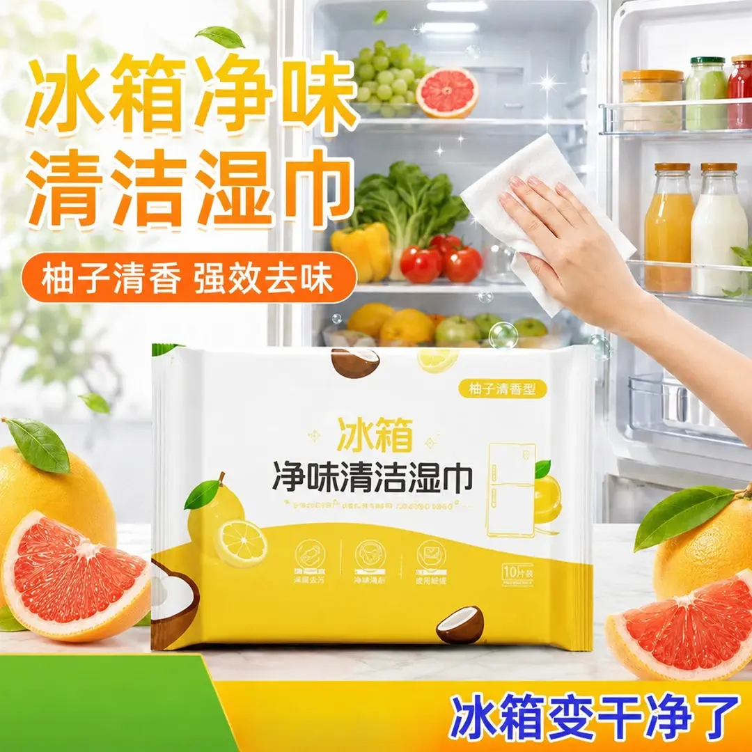 柚子清香型冰箱净味清洁湿巾去味
