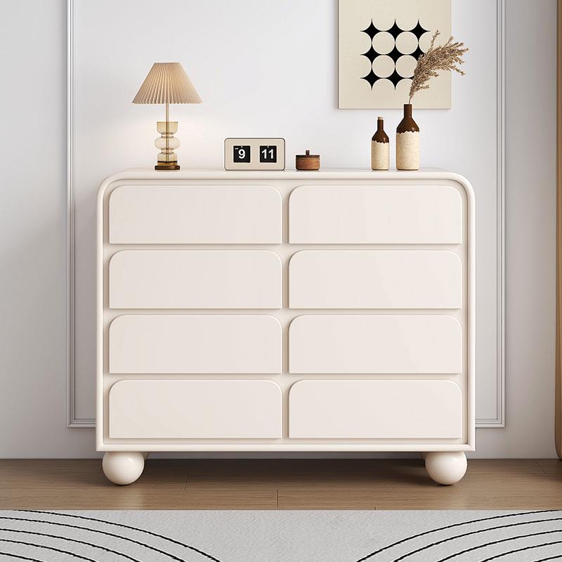 奶油风实木靠墙八斗柜卧室床尾柜现代客厅抽屉柜法式收纳柜储物柜