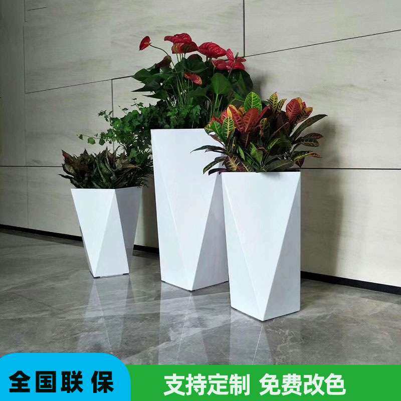 玻璃钢花盆售楼部美陈花槽花钵商贸城装饰花箱花缸餐厅花器套花卉