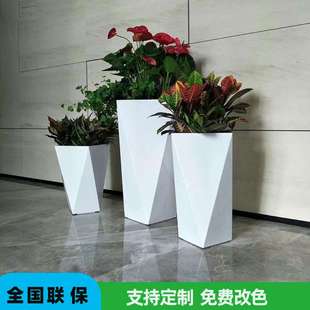 玻璃钢花盆售楼部美陈花槽花钵商贸城装 饰花箱花缸餐厅花器套花卉