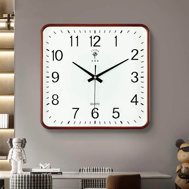 北极星正方形挂钟客厅家用现代挂墙办公室会议室时钟表石英钟