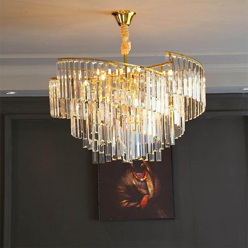 港式创意螺旋艺术水晶灯设计师轻奢风客厅卧室LED灯具2023新款