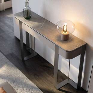 入户玄关桌子轻奢进门正对门厅玄关柜装 饰靠墙岩板端景台简约现代